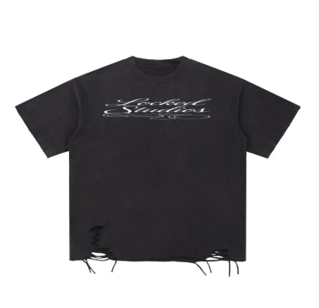 Cursive Distressed Tee
